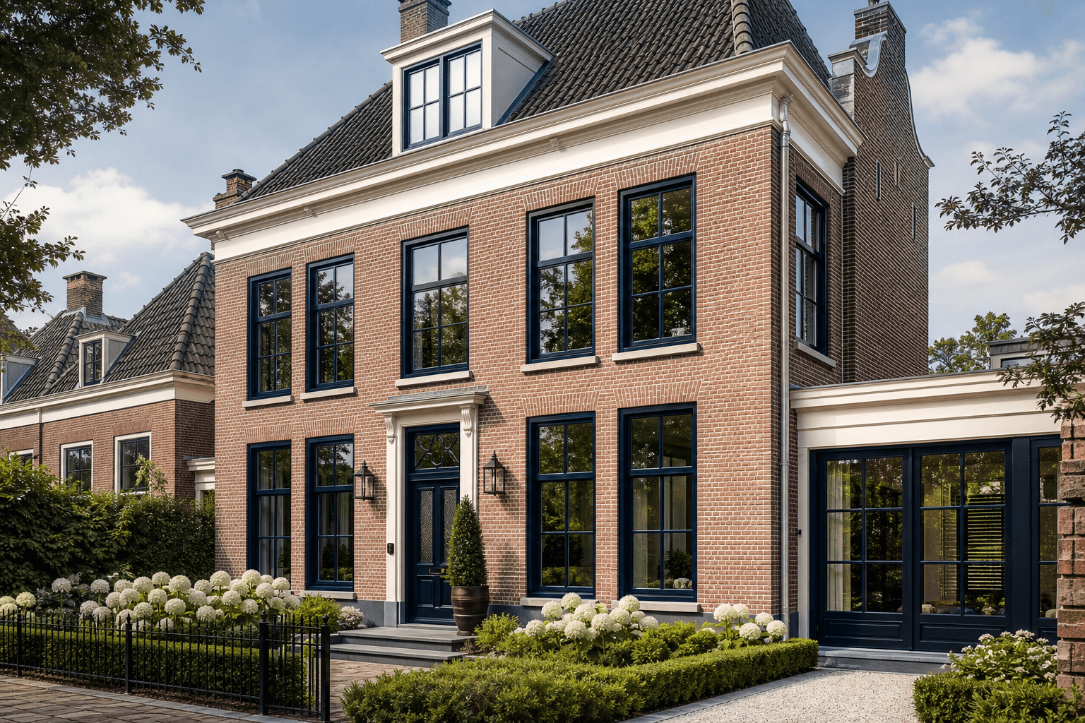 Luxe woning met strak geschilderde kozijnen en gevel